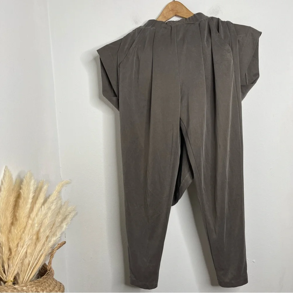 SEN Gillian Jumpsuit Taupe Tan Open Back Stretch-jersey Size 1 Revolve
